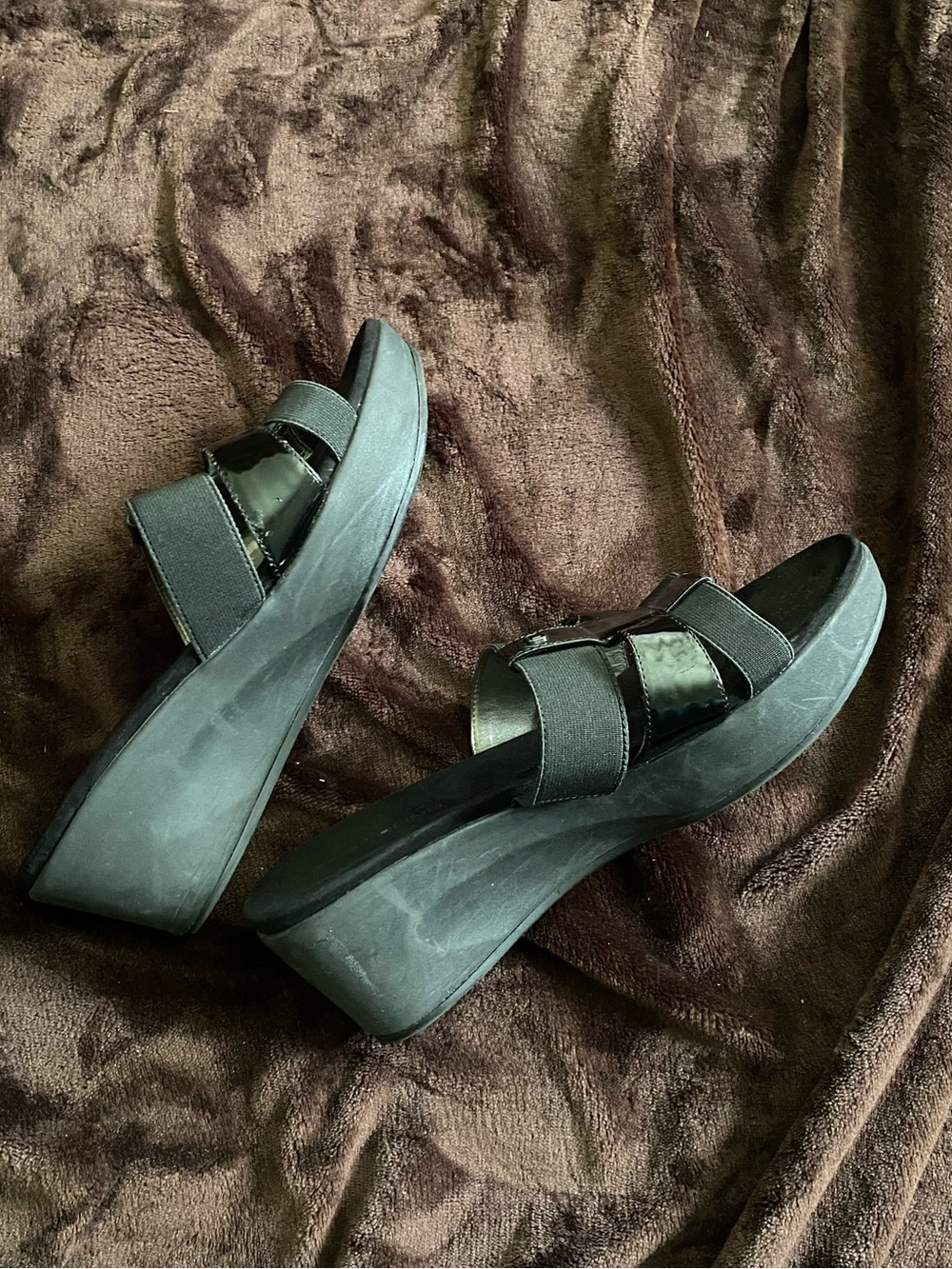 Black Platform Slide Sandals - Women